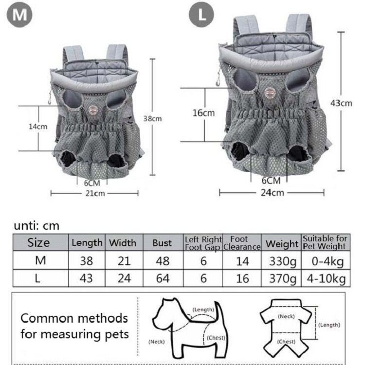 Doglemi Zaino per animali domestici Borsa a tracolla per cani Borsa per cani in rete traspirante, M, L