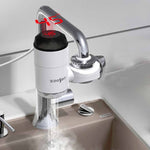 Tipo di connessione del rubinetto dell'acqua calda elettrica Zoosen Spina europea del rubinetto dell'acqua calda istantanea, White, With shower Head Connector, White + Leak Protection