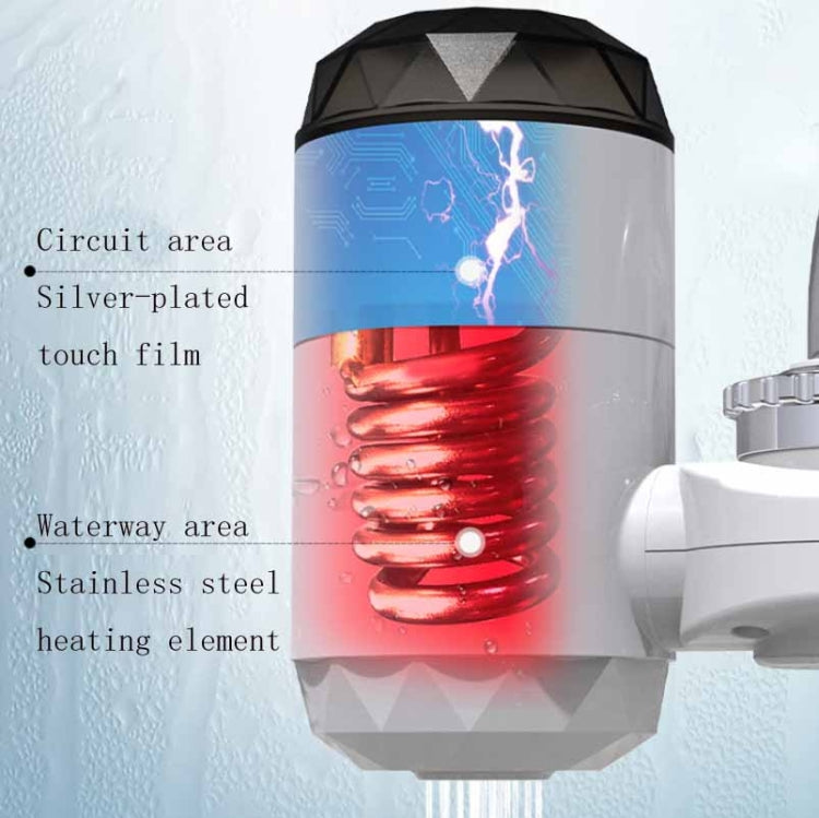 Tipo di connessione del rubinetto dell'acqua calda elettrica Zoosen Spina europea del rubinetto dell'acqua calda istantanea, White, With shower Head Connector, White + Leak Protection