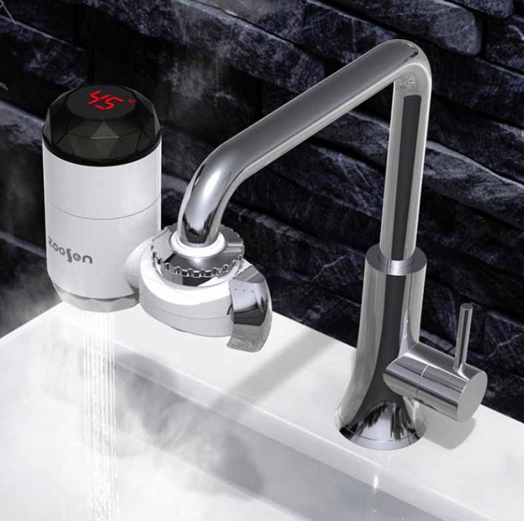 Tipo di connessione del rubinetto dell'acqua calda elettrica Zoosen Spina europea del rubinetto dell'acqua calda istantanea, White, With shower Head Connector, White + Leak Protection