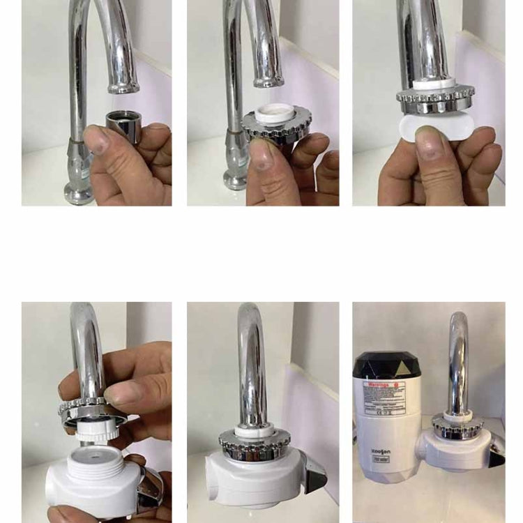 Tipo di connessione del rubinetto dell'acqua calda elettrica Zoosen Spina europea del rubinetto dell'acqua calda istantanea, White, With shower Head Connector, White + Leak Protection