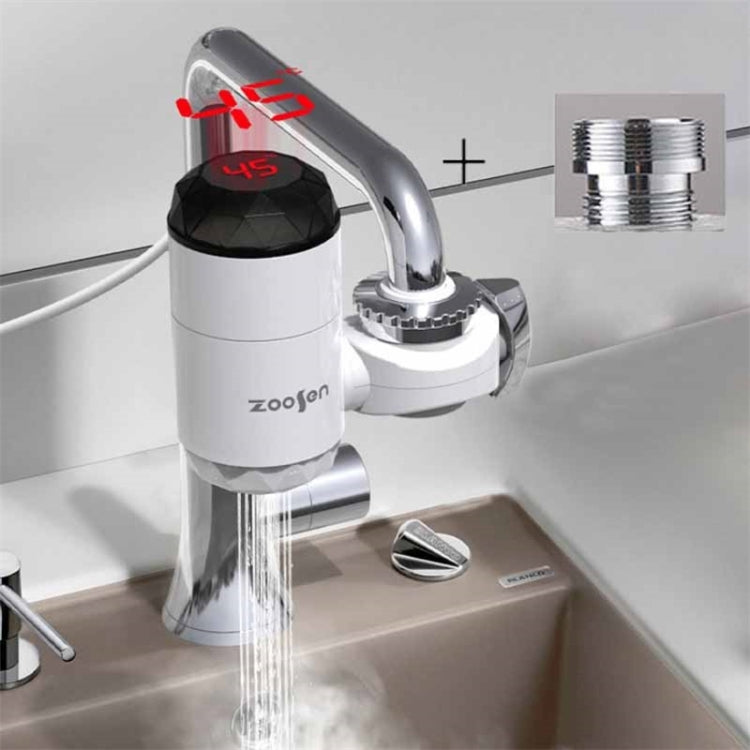 Tipo di connessione del rubinetto dell'acqua calda elettrica Zoosen Spina europea del rubinetto dell'acqua calda istantanea, White, With shower Head Connector, White + Leak Protection