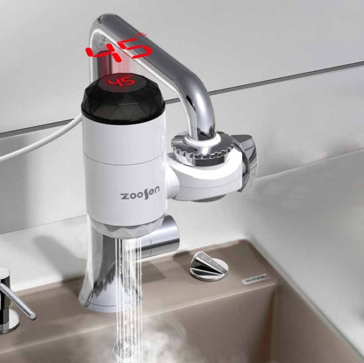 Tipo di connessione del rubinetto dell'acqua calda elettrica Zoosen Spina europea del rubinetto dell'acqua calda istantanea, White, With shower Head Connector, White + Leak Protection