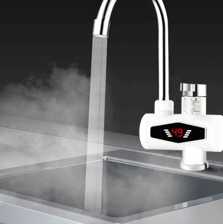 Display digitale dinamico Riscaldamento istantaneo Rubinetto elettrico per acqua calda Cucina e scaldabagno domestico caldo e freddo Spina europea, With Shower Head, Large Elbow, Universal Tube