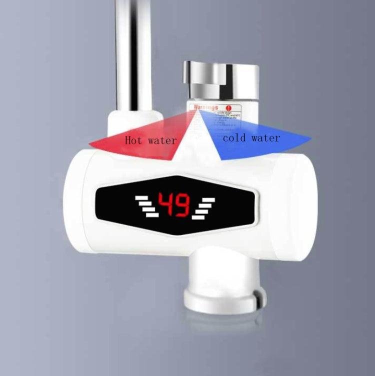 Display digitale dinamico Riscaldamento istantaneo Rubinetto elettrico per acqua calda Cucina e scaldabagno domestico caldo e freddo Spina europea, With Shower Head, Large Elbow, Universal Tube