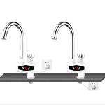 Display digitale dinamico Riscaldamento istantaneo Rubinetto elettrico per acqua calda Cucina e scaldabagno domestico caldo e freddo Spina europea, With Shower Head, Large Elbow, Universal Tube