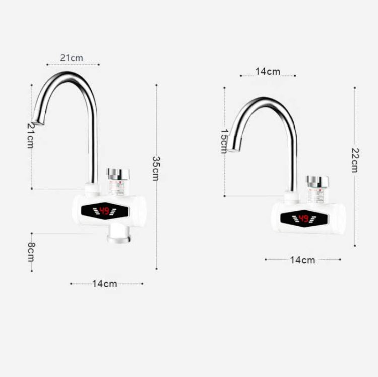 Display digitale dinamico Riscaldamento istantaneo Rubinetto elettrico per acqua calda Cucina e scaldabagno domestico caldo e freddo Spina europea, With Shower Head, Large Elbow, Universal Tube