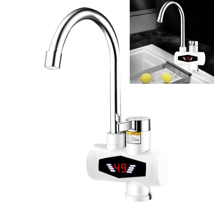 Display digitale dinamico Riscaldamento istantaneo Rubinetto elettrico per acqua calda Cucina e scaldabagno domestico caldo e freddo Spina europea, With Shower Head, Large Elbow, Universal Tube