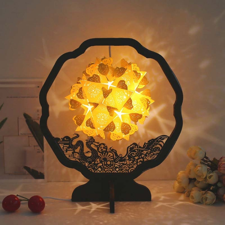Lampada da tavolo creativa fatta a mano fai-da-te con luci e ombre di carta, Round-shaped, Fan-shaped, Arc-shaped