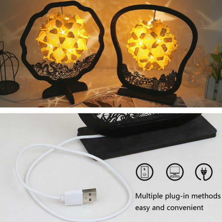 Lampada da tavolo creativa fatta a mano fai-da-te con luci e ombre di carta, Round-shaped, Fan-shaped, Arc-shaped