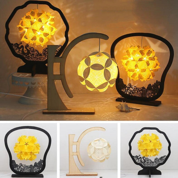 Lampada da tavolo creativa fatta a mano fai-da-te con luci e ombre di carta, Round-shaped, Fan-shaped, Arc-shaped