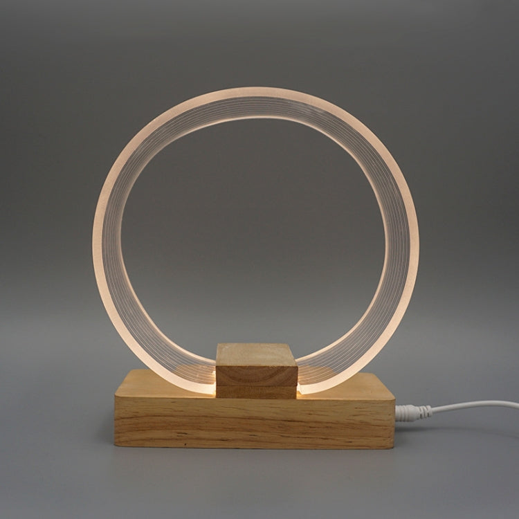 Luce notturna LED ad anello acrilico USB bianco caldo