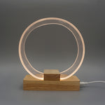 Luce notturna con lampada da tavolo ad anello acrilico USB