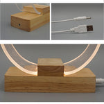 Luce notturna con lampada da tavolo ad anello acrilico USB