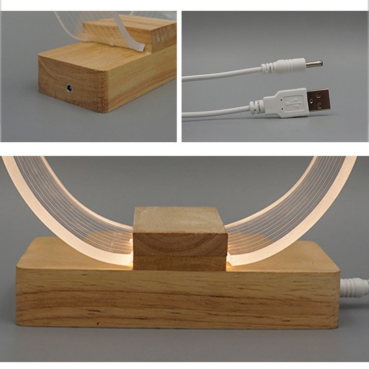 Luce notturna con lampada da tavolo ad anello acrilico USB