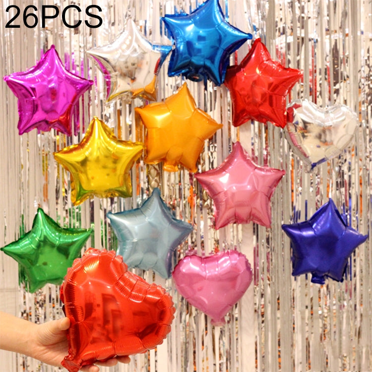 26 PZ Palloncino in foglio di alluminio a forma di stella da 18 pollici Decorazione per palloncini in foglio di alluminio domestico per le vacanze, consegna a colori casuale, Aluminum Foil Balloon