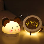 Simpatico topo notturno in silicone con funzione sveglia elettronica Lampada da scrivania per dormire sul comodino Orologio didattico