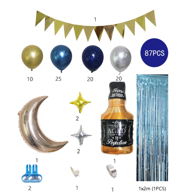 Set di palloncini blu con bandiera appesa, set di catene di palloncini per whisky, decorazioni per feste, decorazioni per luoghi, Blue Balloon Set