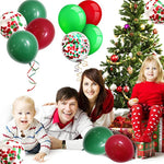 Set di 2 palloncini di coriandoli rossi e verdi di Natale, decorazioni per feste di Natale di buon Natale, Christmas Party Decorations