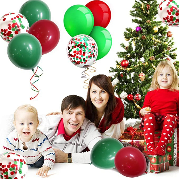 Set di 2 palloncini di coriandoli rossi e verdi di Natale, decorazioni per feste di Natale di buon Natale, Christmas Party Decorations