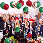 Set di 2 palloncini di coriandoli rossi e verdi di Natale, decorazioni per feste di Natale di buon Natale, Christmas Party Decorations