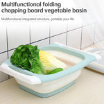 Lavabo per verdure pieghevole da cucina con tagliere multifunzionale, Pink, Blue