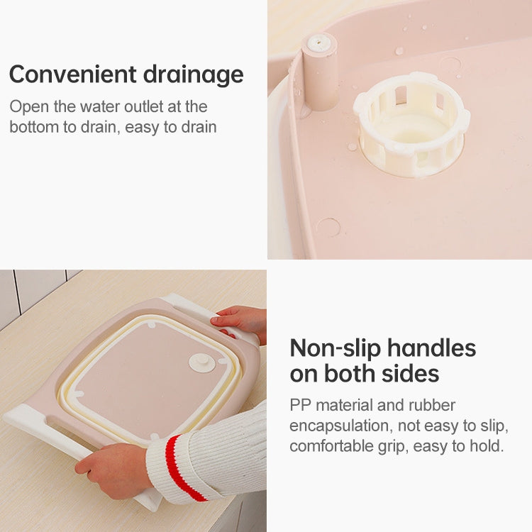Lavabo per verdure pieghevole da cucina con tagliere multifunzionale, Pink, Blue