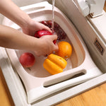 Lavabo per verdure pieghevole da cucina con tagliere multifunzionale, Pink, Blue