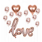 Set di decorazioni per palloncini in foglio di alluminio LOVE da 2 pezzi. Palloncini per layout della sede del matrimonio, LOVE + 2 Heart Shape + 10 Latex, LOVE + 2 Heart Shape + 10 Sequins, LOVE + 2 Heart Shape + 5 Sequins 5 Latex