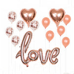 Set di decorazioni per palloncini in foglio di alluminio LOVE da 2 pezzi. Palloncini per layout della sede del matrimonio, LOVE + 2 Heart Shape + 10 Latex, LOVE + 2 Heart Shape + 10 Sequins, LOVE + 2 Heart Shape + 5 Sequins 5 Latex