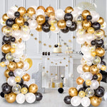 Set classico di palloncini in lattice oro nero Set di decorazioni per la stanza con catene di palloncini per feste di compleanno, Classic Black Gold Latex Balloon Set