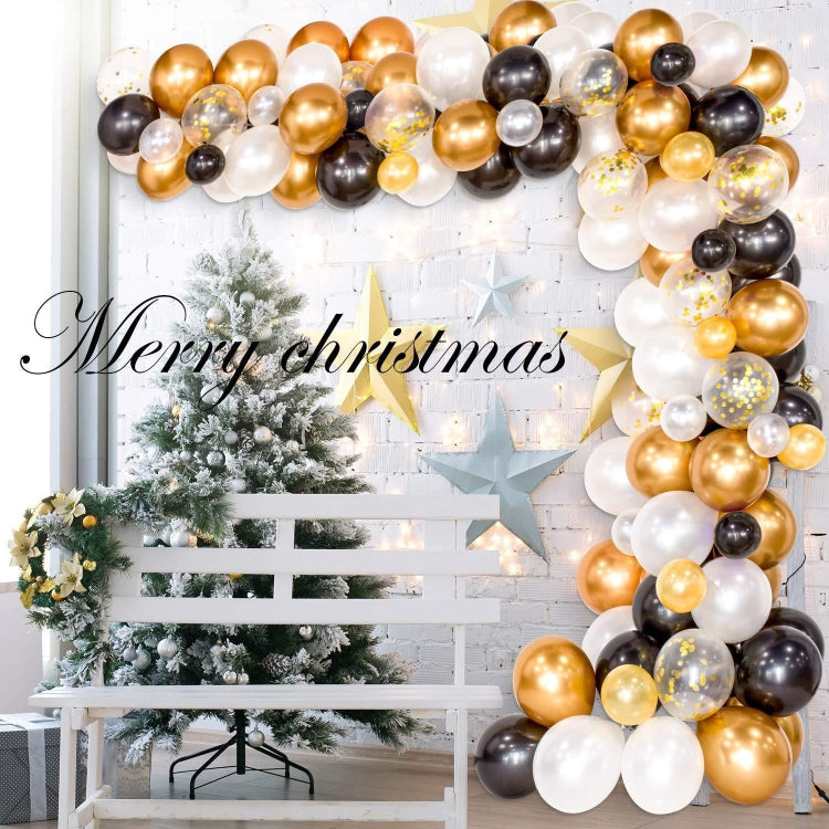 Set classico di palloncini in lattice oro nero Set di decorazioni per la stanza con catene di palloncini per feste di compleanno, Classic Black Gold Latex Balloon Set