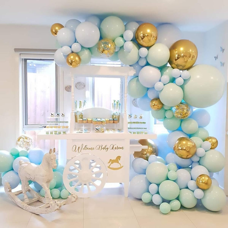 Catena di palloncini verdi e blu per feste 20x26cm