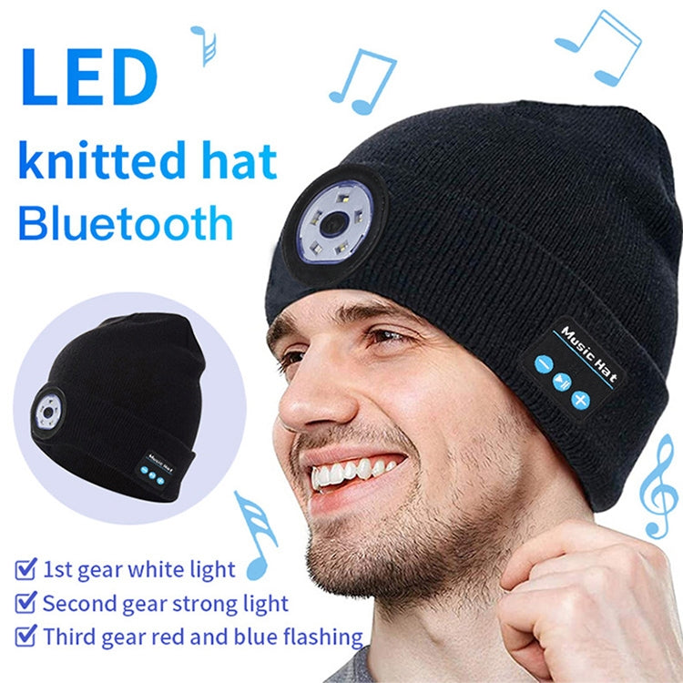 Cappello lavorato a maglia Bluetooth 5.0 con illuminazione a LED per pesca notturna all'aperto