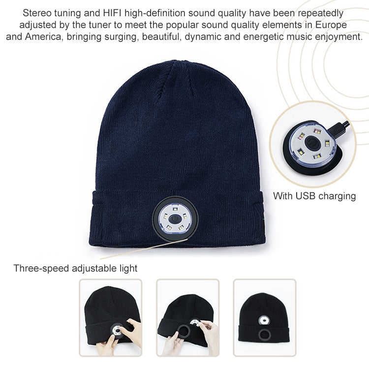 Cappello lavorato a maglia Bluetooth 5.0 con illuminazione a LED per pesca notturna all'aperto