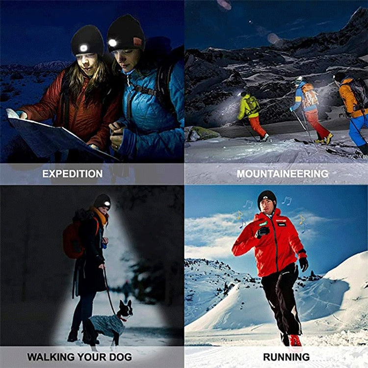 Cappello lavorato a maglia Bluetooth 5.0 con illuminazione a LED per pesca notturna all'aperto