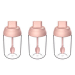 3 pezzi di nastro macaron, coperchio a prova di umidità, cucchiaio, un barattolo di condimento, bottiglia di condimento in vetro con etichetta, Seasoning Bottle, Honey Bottle, Brush Oil Bottle