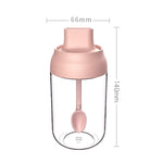 3 pezzi di nastro macaron, coperchio a prova di umidità, cucchiaio, un barattolo di condimento, bottiglia di condimento in vetro con etichetta, Seasoning Bottle, Honey Bottle, Brush Oil Bottle