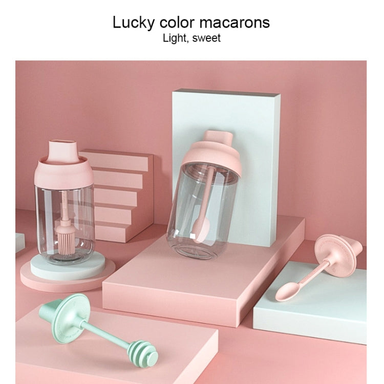 3 pezzi di nastro macaron, coperchio a prova di umidità, cucchiaio, un barattolo di condimento, bottiglia di condimento in vetro con etichetta, Seasoning Bottle, Honey Bottle, Brush Oil Bottle
