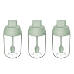 3 pezzi di nastro macaron, coperchio a prova di umidità, cucchiaio, un barattolo di condimento, bottiglia di condimento in vetro con etichetta, Seasoning Bottle, Honey Bottle, Brush Oil Bottle
