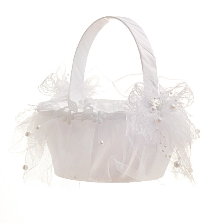 Cestino da sposa in pizzo con diamanti 21x21 cm
