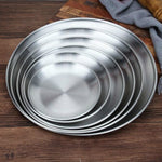 Piatto rotondo addensato in acciaio inossidabile da 2 pezzi, vassoio da caffè, piatto per torta di frutta, piatto per ossa, piatto poco profondo, 14cm Brushed Matte Silver, 17cm Brushed Matte Silver, 20cm Brushed Matte Silver, 23cm Brushed Matte Silver...