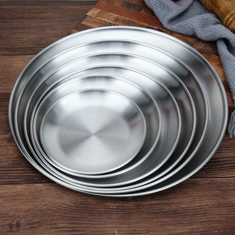 Piatto rotondo addensato in acciaio inossidabile da 2 pezzi, vassoio da caffè, piatto per torta di frutta, piatto per ossa, piatto poco profondo, 14cm Brushed Matte Silver, 17cm Brushed Matte Silver, 20cm Brushed Matte Silver, 23cm Brushed Matte Silver...
