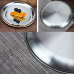 Piatto rotondo addensato in acciaio inossidabile da 2 pezzi, vassoio da caffè, piatto per torta di frutta, piatto per ossa, piatto poco profondo, 14cm Brushed Matte Silver, 17cm Brushed Matte Silver, 20cm Brushed Matte Silver, 23cm Brushed Matte Silver...
