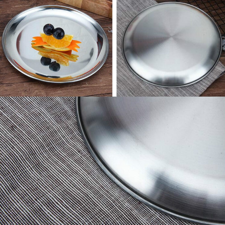 Piatto rotondo addensato in acciaio inossidabile da 2 pezzi, vassoio da caffè, piatto per torta di frutta, piatto per ossa, piatto poco profondo, 14cm Brushed Matte Silver, 17cm Brushed Matte Silver, 20cm Brushed Matte Silver, 23cm Brushed Matte Silver...