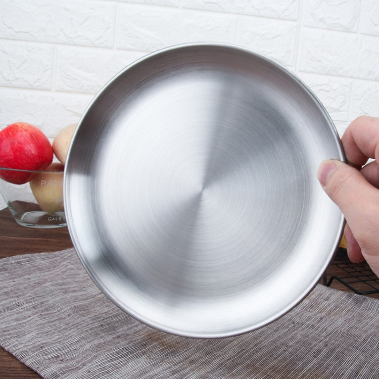 Piatto rotondo addensato in acciaio inossidabile da 2 pezzi, vassoio da caffè, piatto per torta di frutta, piatto per ossa, piatto poco profondo, 14cm Brushed Matte Silver, 17cm Brushed Matte Silver, 20cm Brushed Matte Silver, 23cm Brushed Matte Silver...