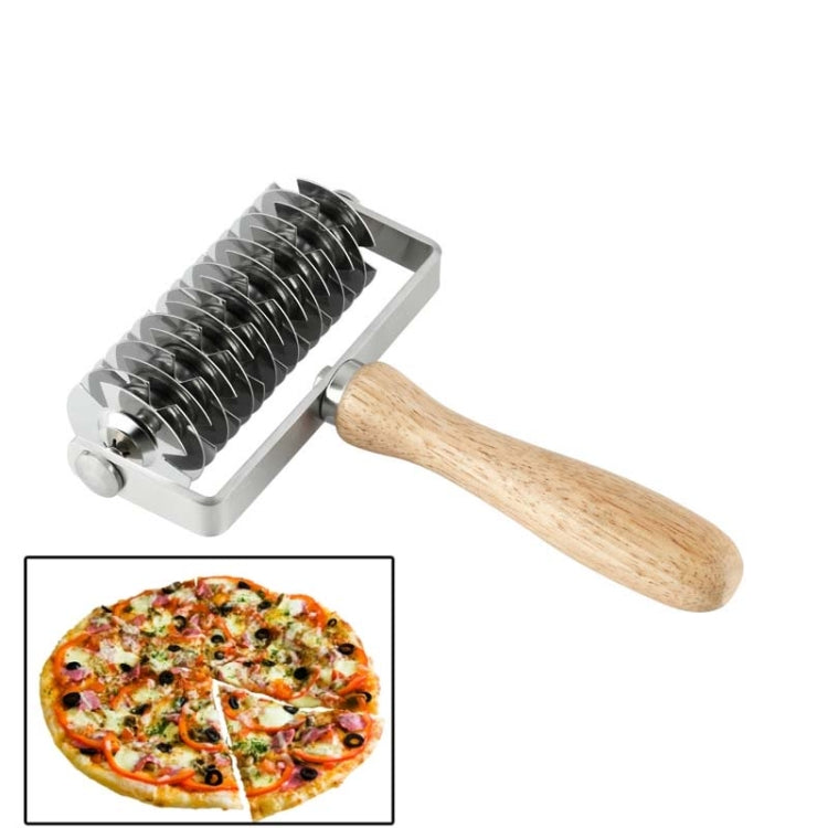 Tagliapizza con manico in legno e lama in acciaio inox