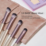 4 pezzi/set Pennello per trucco Pennello per ombretto Set per trucco per occhi Pennello per capelli morbidi Pennello per sbavature con borsa per pennelli, Gold, Silver