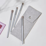 4 pezzi/set Pennello per trucco Pennello per ombretto Set per trucco per occhi Pennello per capelli morbidi Pennello per sbavature con borsa per pennelli, Gold, Silver