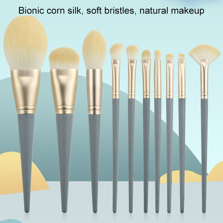 10 pezzi/set Pennello per trucco Pennello per cipria in fibra di mais per capelli in fibra di seta Pennello per trucco per viso e occhi, Without Bag, With Blue Bag, With Silver Bag, With Gray Bag, With Pink Cylinder, With Green Cylinder                ...